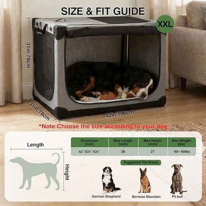 Veraste 42" L x 31" W x 31" H Collapsible Travel Dog Crate, Quick-Setup - Image 2