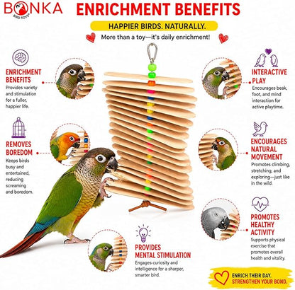 Bonka Bird Toys 867 Pk2 Big Natural Stick Bird Toy 9.5" x 6" Natural Wood - Image 3