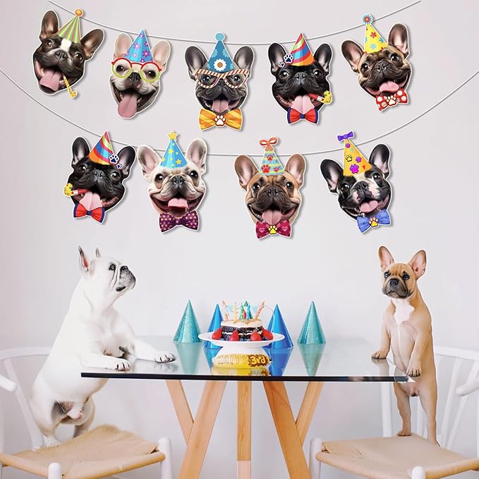 French Bulldog Birthday Garland — Photographic Frenchie Faces Birthday Banner - Image 5