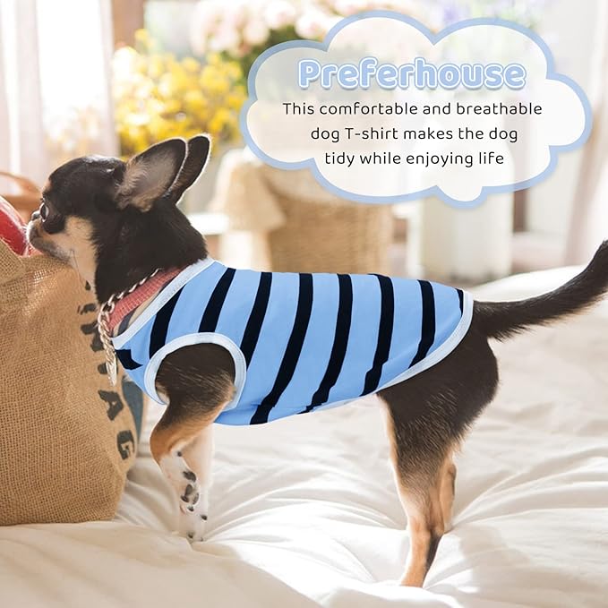 Pet Dog Striped T-Shirt Dogs Cats Cotton Vest Spring Summer Pet Apparel Tee - Image 6