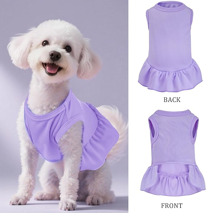 2 Pcs Dog Dresses Cat Skirt Solid Color Dog Clothes Summer Sleeveless Puppy - Image 2