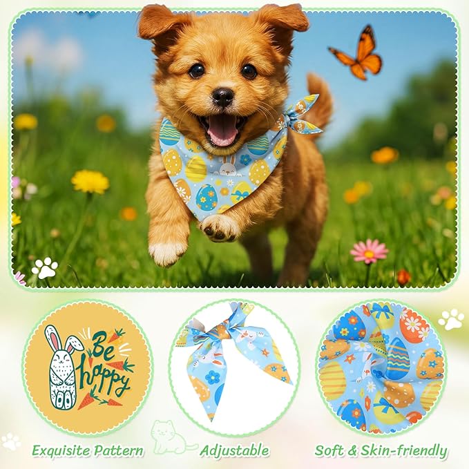 Huhumy 100 Pcs Spring Dog Bandanas Bulk in 3 Sizes, Washable Pastel Floral & - Image 3