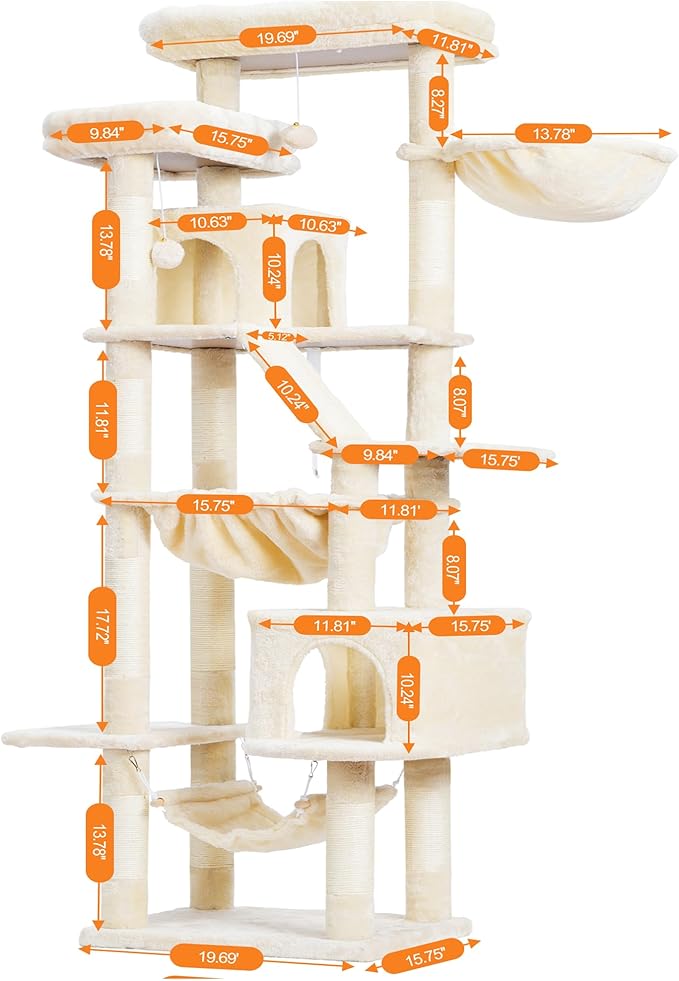 Heybly Cat Tree, 71-Inch-Tall Tower - Image 7