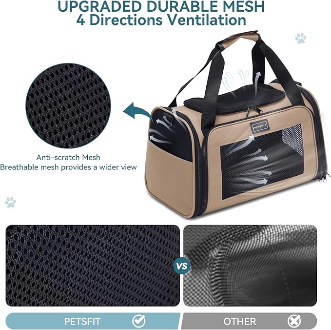 PETSFIT Soft-Sided Cat Carrier for Medium Cats up to 25 lbs, Foldable Pet - Image 4