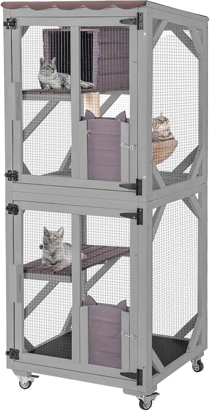 Cat House Outdoor Catio for Catis Mobile Enclosures on Wheels Large Cat Cage by Aivituvin