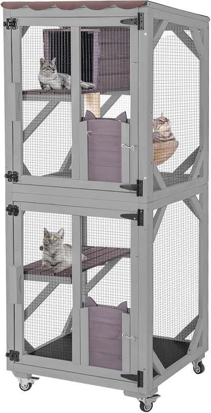 Cat House Outdoor Catio for Catis Mobile Enclosures on Wheels Large Cat Cage by Aivituvin