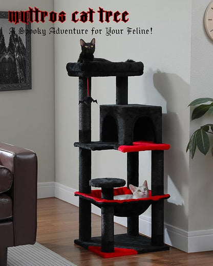 MUTTROS Gothic Cat Tree with Super Large Hammock, 45.7" Black Cat Tower with - Image 2