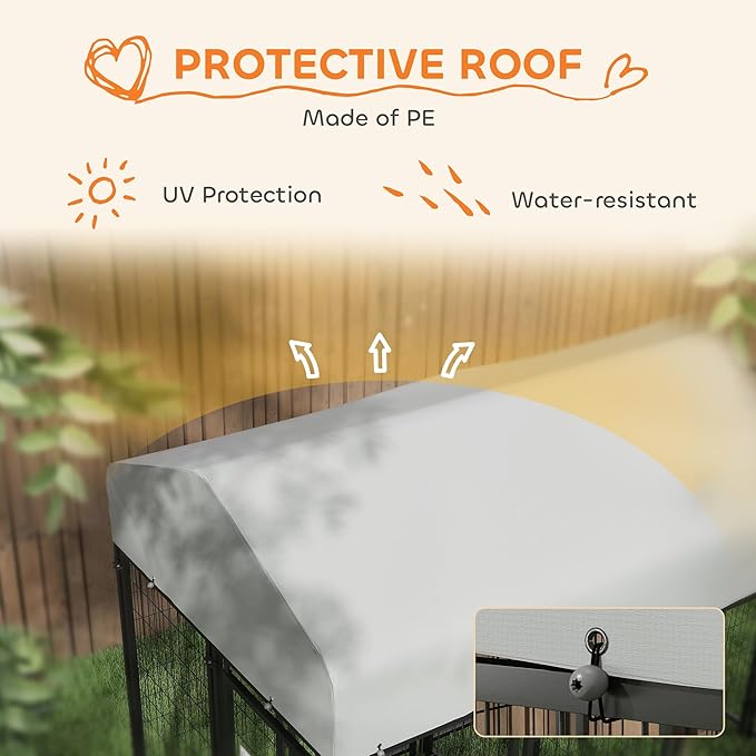 PawHut Outdoor Dog Kennel with 2 Rooms, UV-Resistant & Waterproof Cover - Image 4