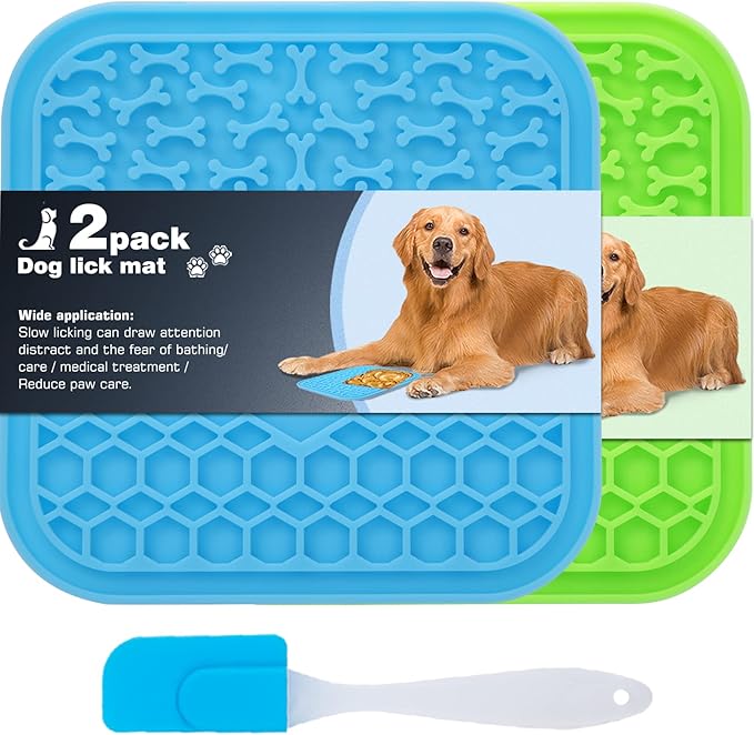 2 Pack Lick Mat for Dogs and Cats, Dog Slow Feeder Dowl Mat for Bathing by MooonGem