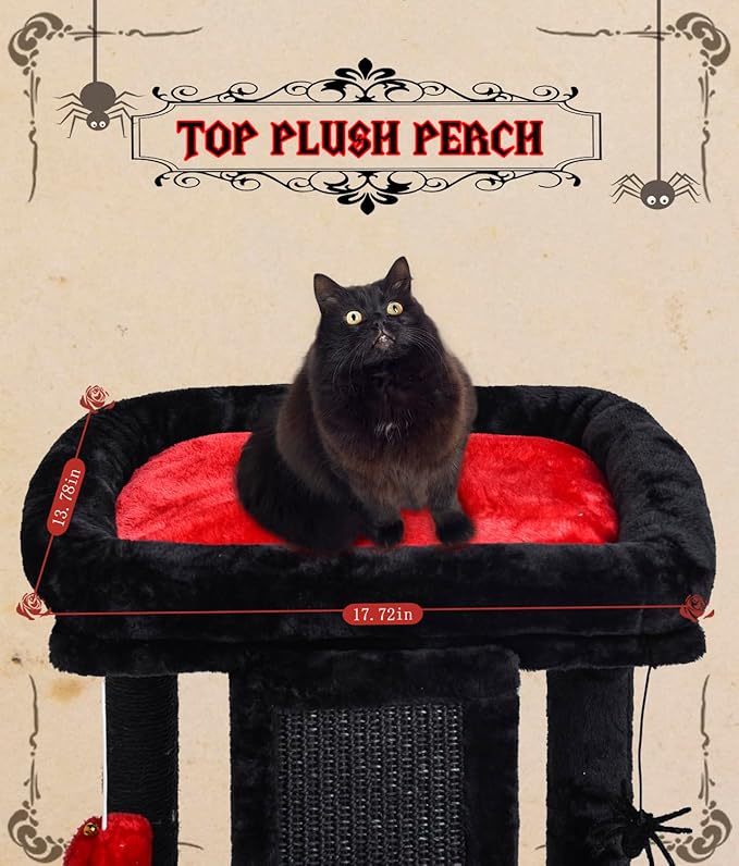 SYANDLVY Small Gothic Cat Tree for Indoor Cats, Scratching Board - Image 3