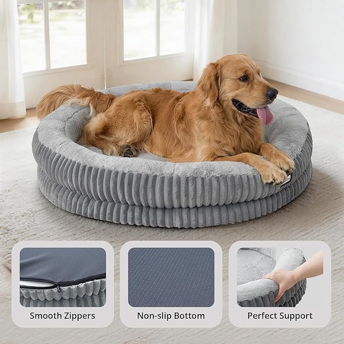 BALANCE Donut Dog Bed, 43 Inches Round Dog Bed Extra Large Size Dogs Washable - Image 4