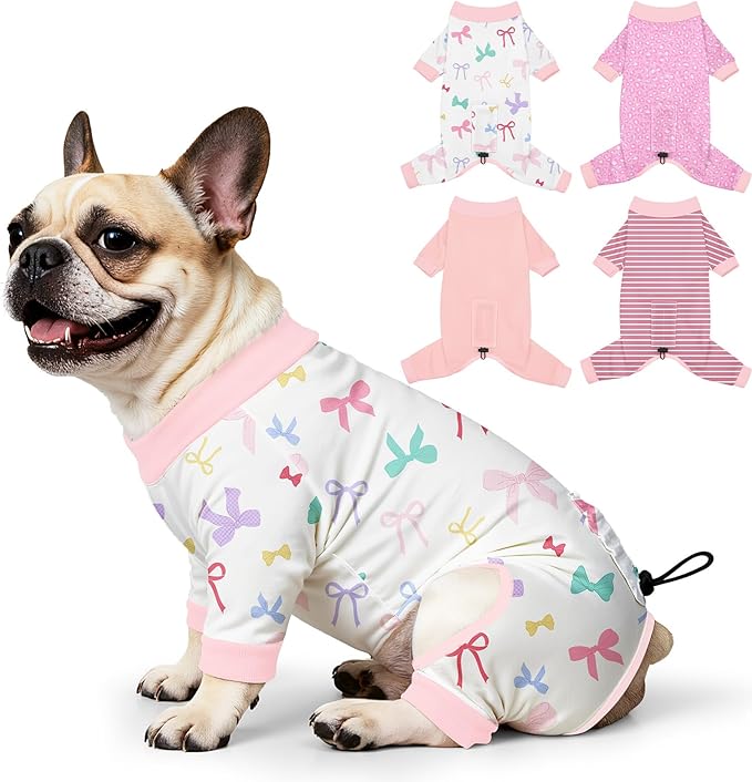 Bienbee Dog Pajamas, 4 Pack Dog Recovery Suit Shedding Suit Cute Soft Puppy by Bienbee