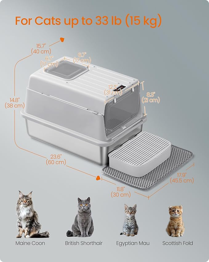 Feandrea Stainless Steel Cat Litter Box - Image 6