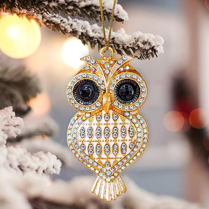 Owl Christmas Ornaments, Handmade Gold Metallic Ornament - Image 5