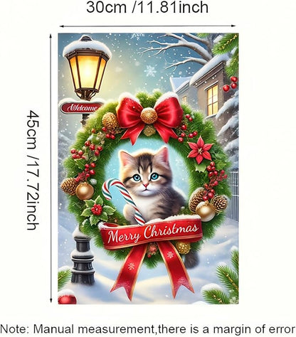BlissYard Merry Christmas Cat Garden Flag 12x18 Inch Double Sided Holiday Kitten - Image 6