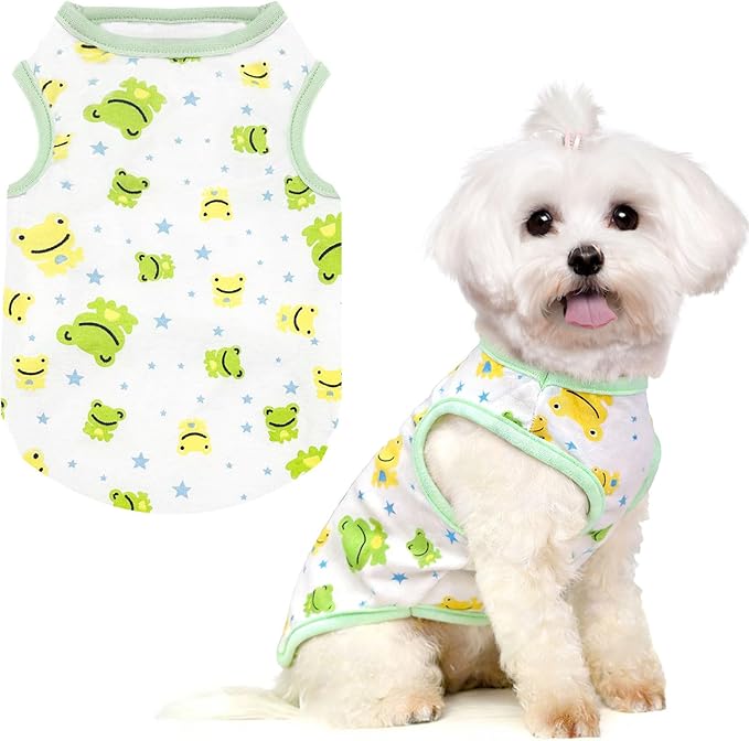 PETCARE Cartoon Dog Shirts for Small Dogs Cute Dog Clothes Green Frog Tshirt by PETCARE