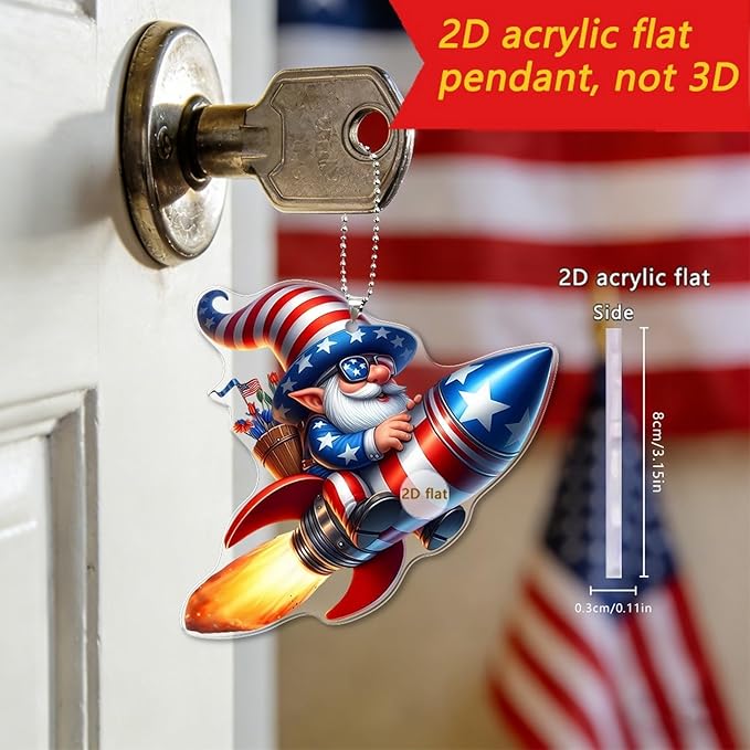 4 Pcs 4th of July Ornaments for Tree Independence Day 2D Acrylic Patriotic - Image 3