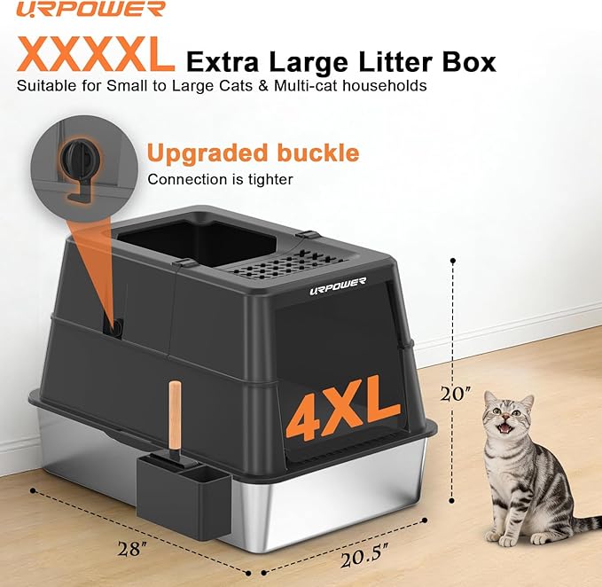 URPOWER Stainless Steel Cat Litter Box - Image 2