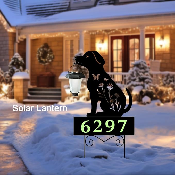 Solar Dog Garden Stakes Dog Holding Solar Lantern Decor Stakes Animal Yard - Image 4
