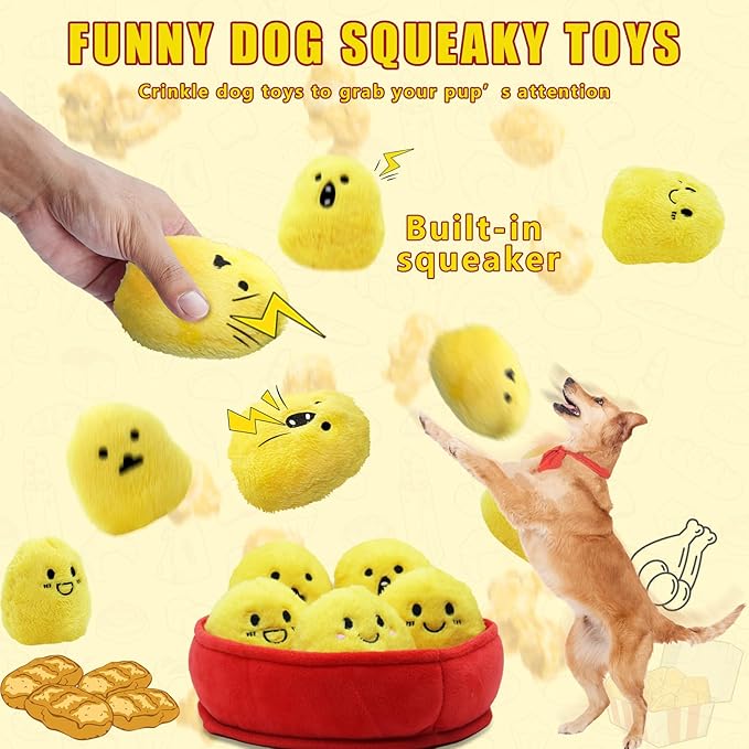 YZHDUXIU Dog Squeak Toys, 6 Pack Chicken Nugget Dogs Push Toys Interactive - Image 3