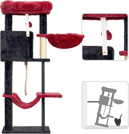 Gitelsnour Cat Tree, Cat Tower for Indoor Cats, 43.3 inch Gothic Cat Tree Tower - Image 8