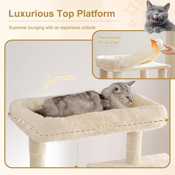 Heybly Cat Tree, 76-Inch Tall Heavy Duty Cat Tower - Image 3
