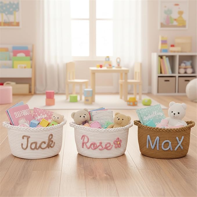 JUPPE Pet Dog Basket with Personalized Name, Dog Toys Storage Organizer Custom - Image 5