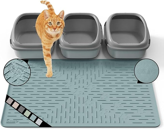 OHMO Cat Litter Mat XXL Trapping Mat Premium Silicone Rubber 37.5x25.2 Light by OHMO