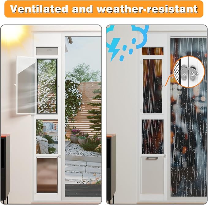 Dog Door for Sliding Glass Door, Adjustable Height 75 3/5" to 80" Sliding Door - Image 2