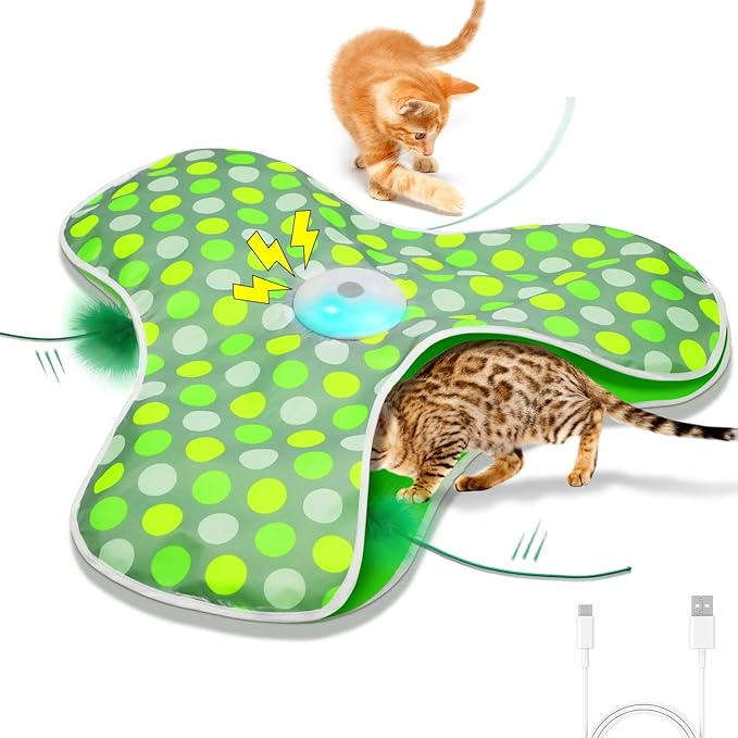 umosis Interactive Cat Toys Rechargeable, Moving Concealed Feathers, Real Mouse by umosis