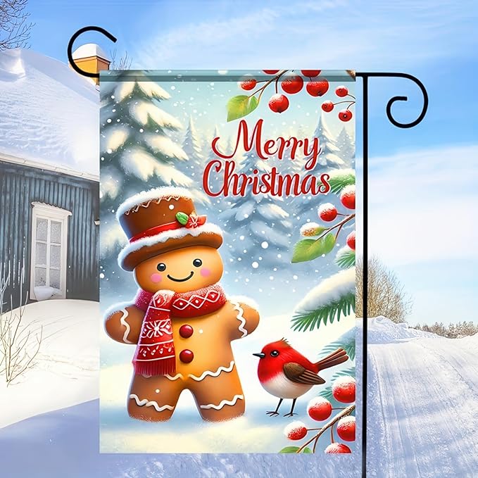Merry Christmas Garden Flag Cardinal Red Bird House Welcome Winter Flags 12x18 - Image 5