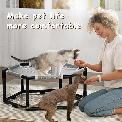 Tresbro Elevated Cat Hammock Bed, Hexagon Raised Cat Swing Bed - Image 7