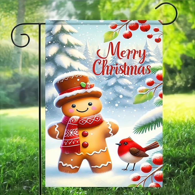 Merry Christmas Garden Flag Cardinal Red Bird House Welcome Winter Flags 12x18 - Image 4