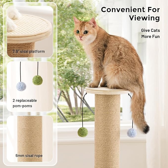 ZOMISIA 35'' Tall Cat Scratching Post, 4.7'' Large Scratch Post - Image 2