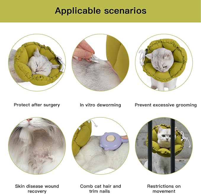 H HIDREAM Soft Cat Cone Collar， Cute Adjustable Cat Recovery Collar，Elizabethan - Image 5