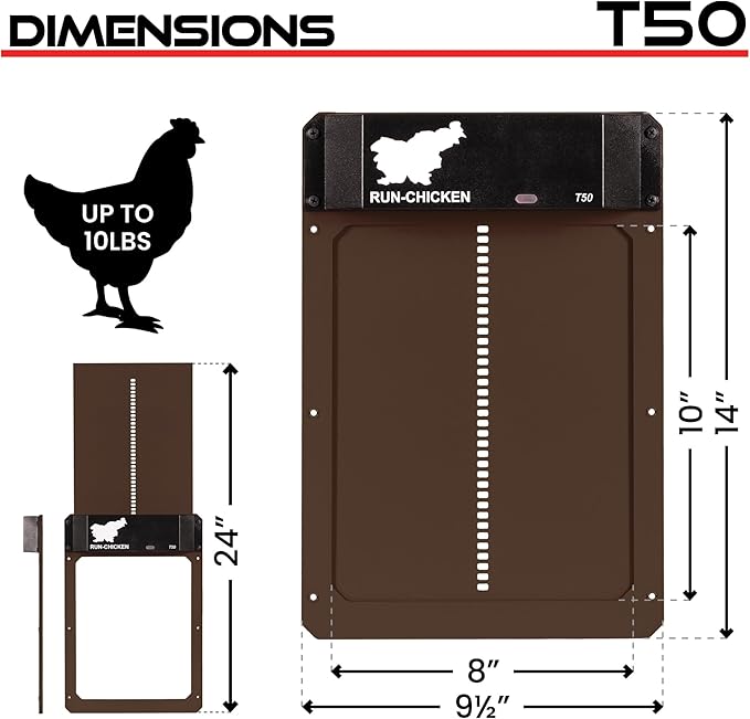RUN-CHICKEN Door T50 – Automatic Chicken Coop Door Opener, Battery Powered & - Image 7