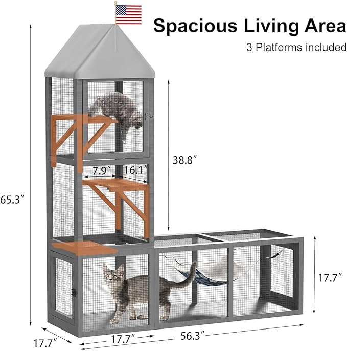 TIMHAKA Cat Catio with Tunnel, 2 in 1 Outdoor Cat Enclosure Include 1 Catio and - Image 2