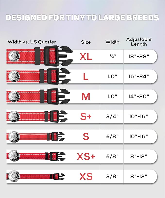 TagME Reflective Nylon Dog Collars, Adjustable Classic Pet Collar - Image 2