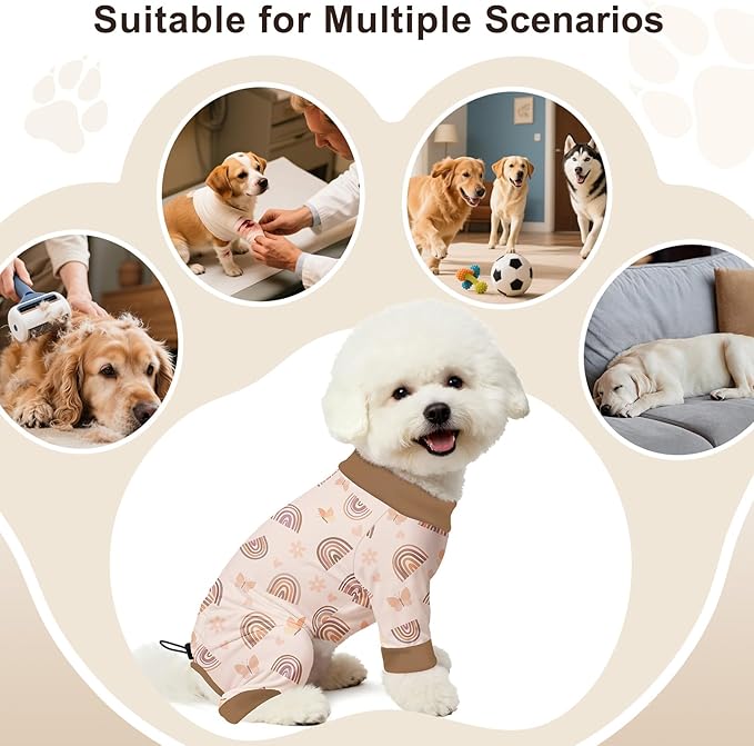 Bienbee Dog Pajamas, 4 Pack Dog Recovery Suit Shedding Suit Cute Soft Puppy - Image 7