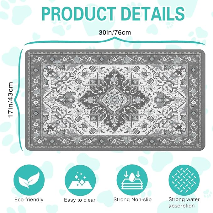 Pet Feeding Mat for Floors Waterproof Dog Mat for Food and Water Absorbent - Image 5
