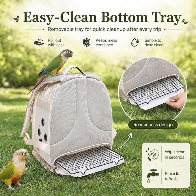 Bird Carrier Backpack for Small Medium Birds, Bird Travel Cage - Image 5