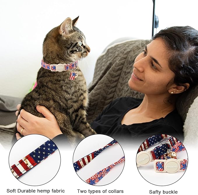 2 Pack American Flag Cat Collars Breakaway - Image 2