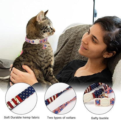 2 Pack American Flag Cat Collars Breakaway - Image 2