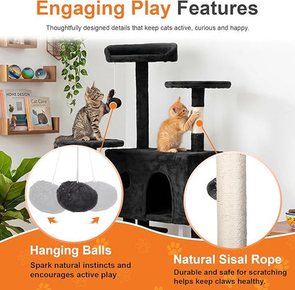 FDW | 70" Cat Tree Tower | Dark Gray | Multi-Level Indoor Activity Center - Image 4