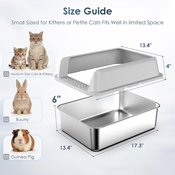 Suzzipaws 17.3"x13.4"x15" Stainless Steel Cat Litter Box - Image 4