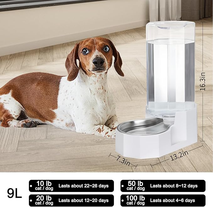 Sfozstra Large Dog Water Dispenser: 9L Automatic White Water Feeder - Image 2