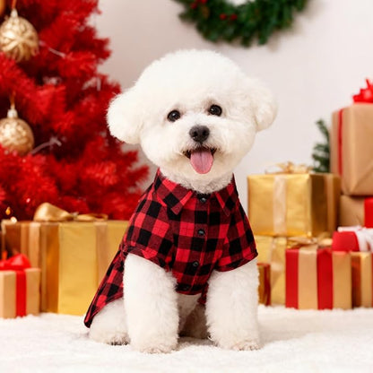 PUPTECK Plaid Dog Shirt, Cute Puppy Cat Polo T-Shirt, Soft Pet Clothes Boy - Image 7