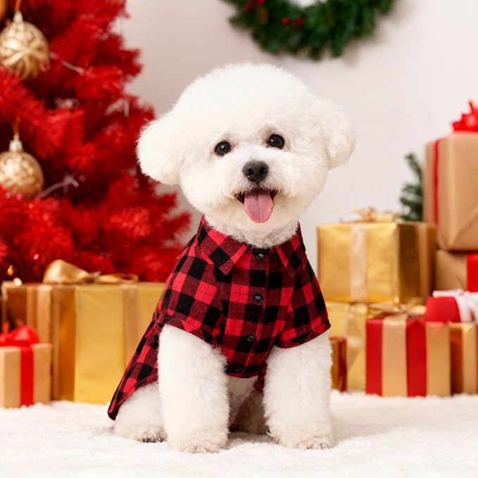 PUPTECK Plaid Dog Shirt, Cute Puppy Cat Polo T-Shirt, Soft Pet Clothes Boy - Image 7