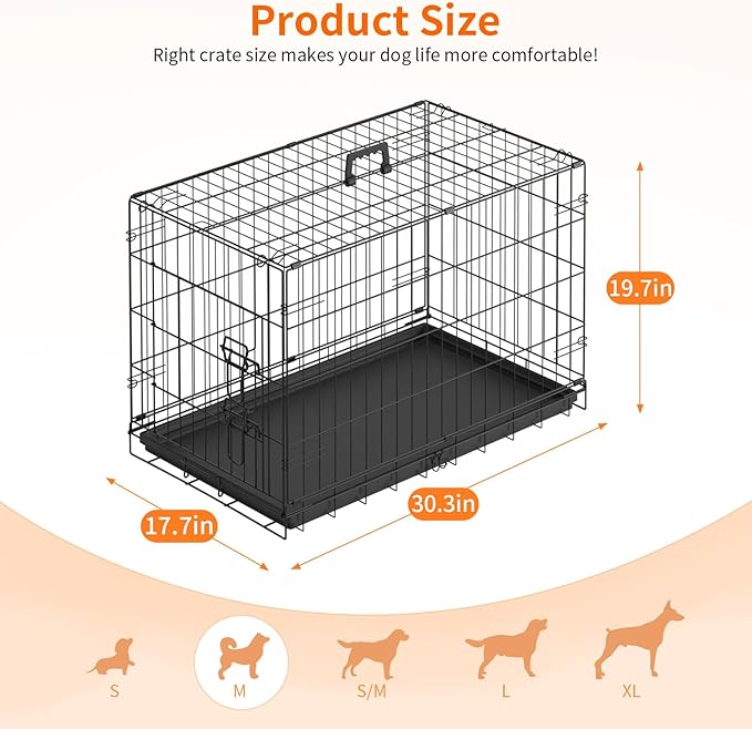 FDW Dog Crate 30-Inch Dog Cage Single Door Foldable Metal Kennel - Image 6