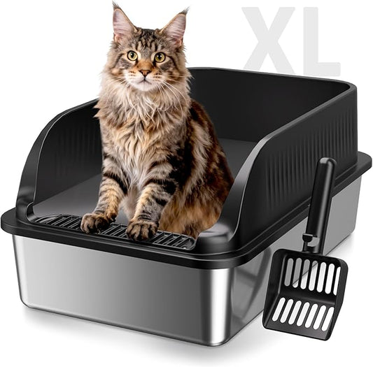 Stainless Steel Litter Box, XL Metal Litter Box by KISENG
